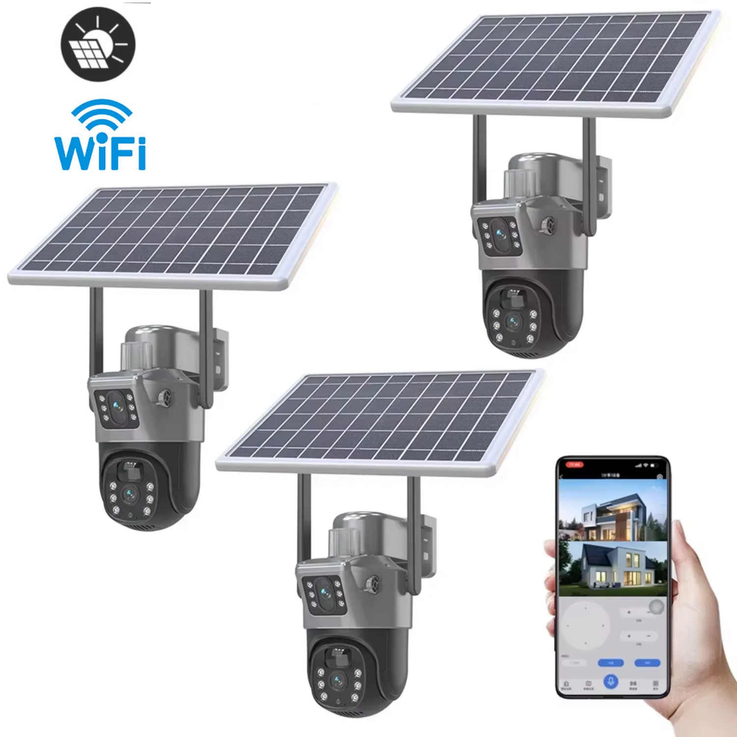 4K 8MP Dual Lens PTZ Solar Camera Dual screen PIR Human Tracking Outdoor WIFI Security CTV Surveillance IP Camera