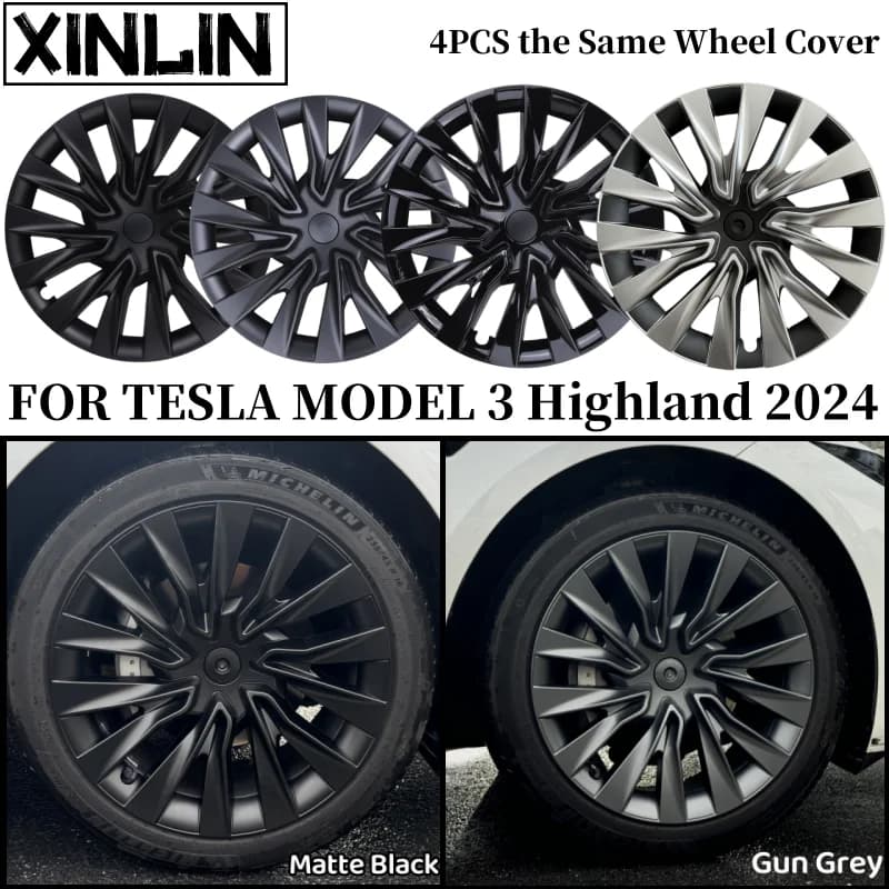 4PCS 18-Inch For Tesla Model 3 Wheel Cover Highland Performance Hub Caps Replacement Wheel Full Rim Cover Accessories 2024-2026
