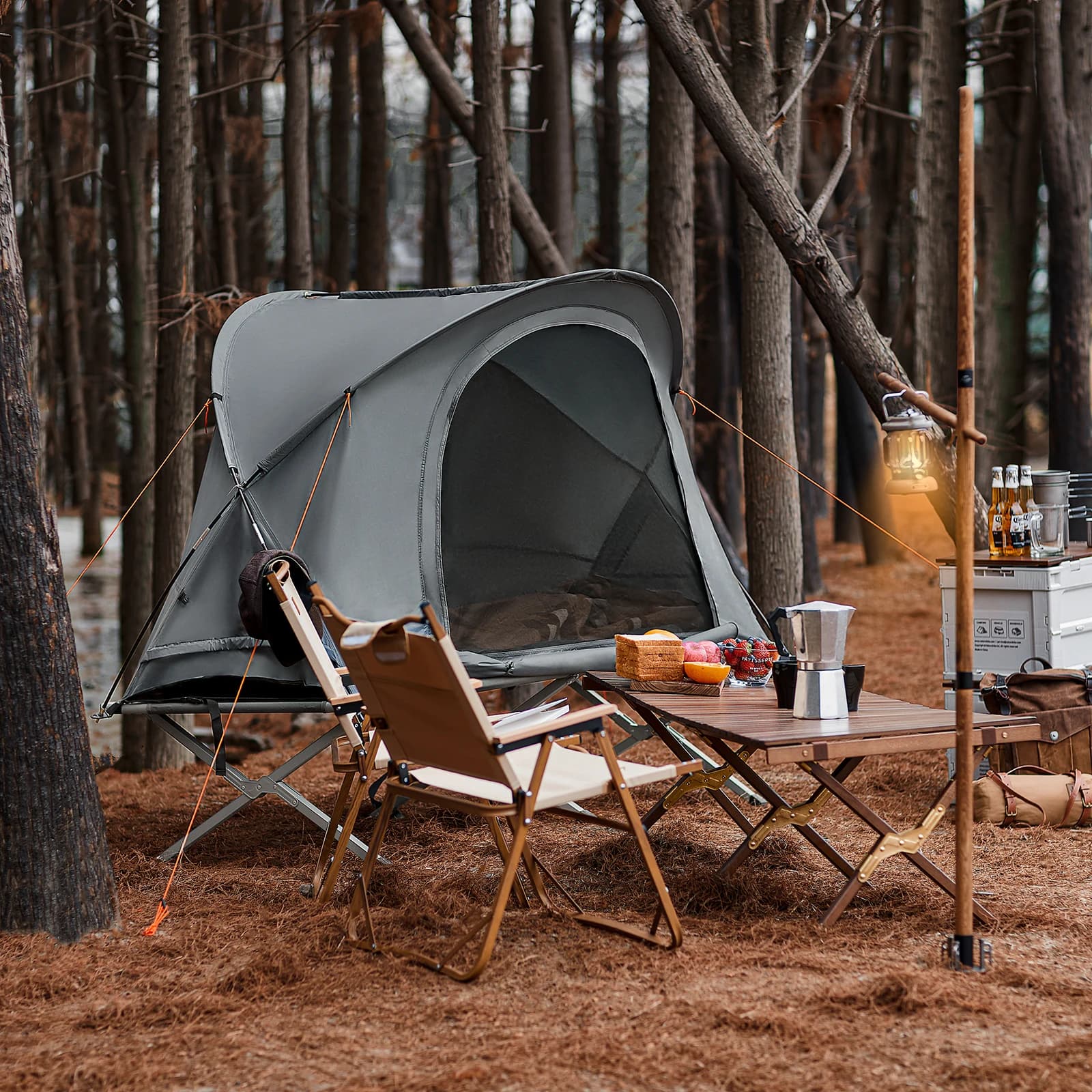 SoBuy OGS60-HG Cot with tent Throwing Tent Cot 4in1 Tent with Camping lounger sleeping bag Mattress and accessories tent