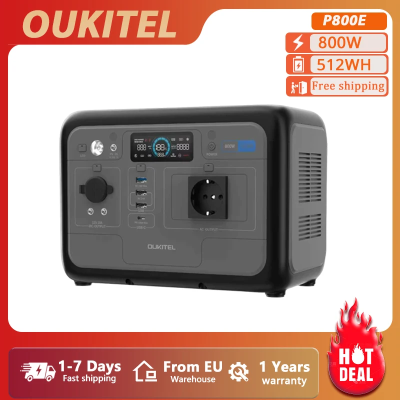 OUKITEL P800E Portable Power Station 800W Solar Generator 512Wh Lifepo4 Battery Home Backup Outdoor Camping Mobile power