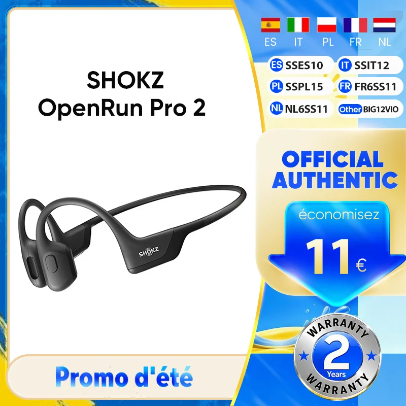 Original SHOKZ OpenRun Pro 2 S820 Sports Headphones Bone Conduction Wireless Bluetooth 5.3 Headsets IP55 Waterproof 12h Playtime