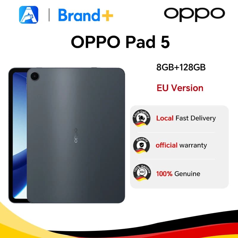 EU version Tablet OPPO Pad 5 Black 8+128GB WiFi mini pc 10050mAh Battery,12.1" 2.8K Eye-Comfort Display,AI-Powered Reading and Writing