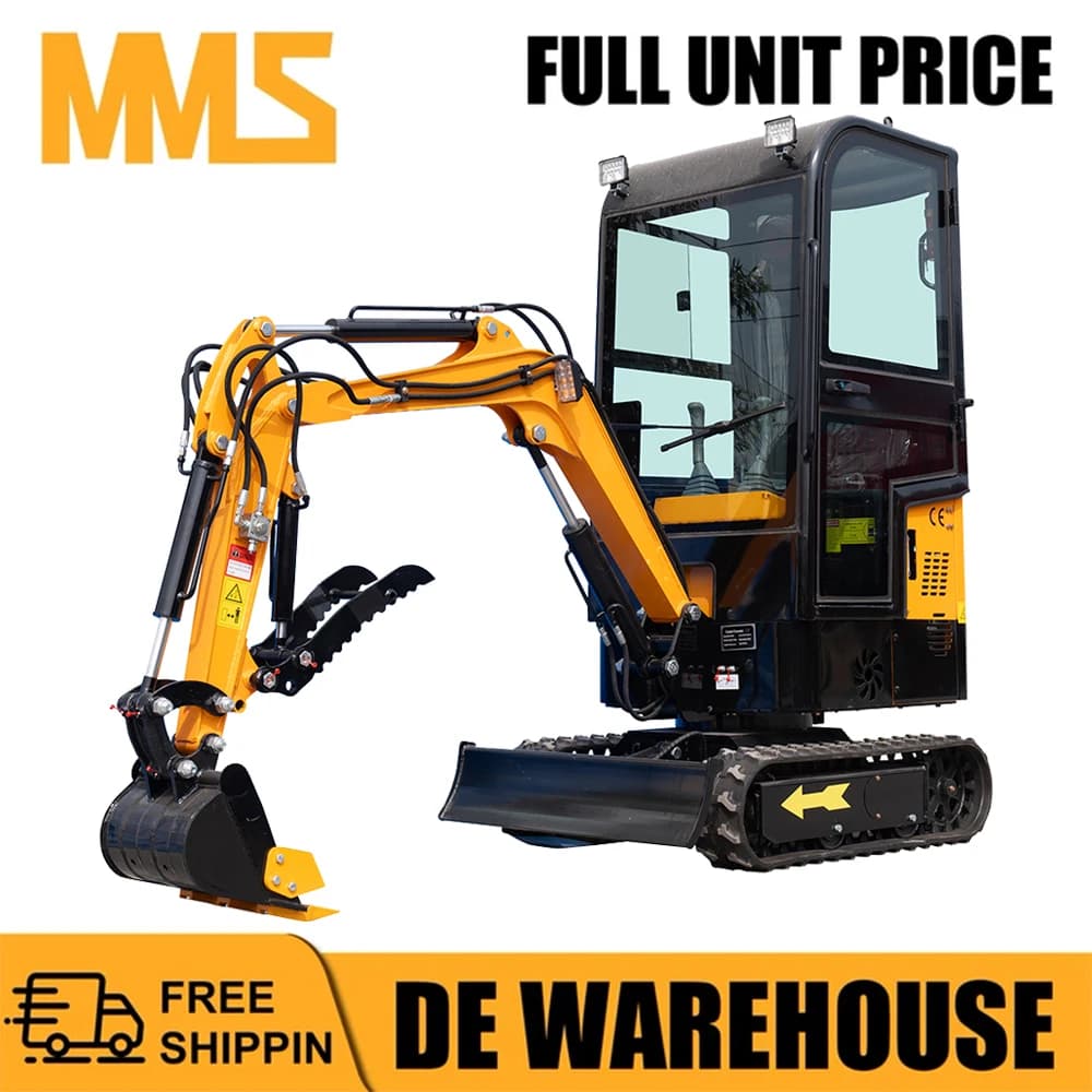 MMS 1 Ton Mini Excavator 13.5HP With KOOP Diesel Engine Hydraulic Small Digger for Construction Work Gardens Farm Free Shipping From Germany