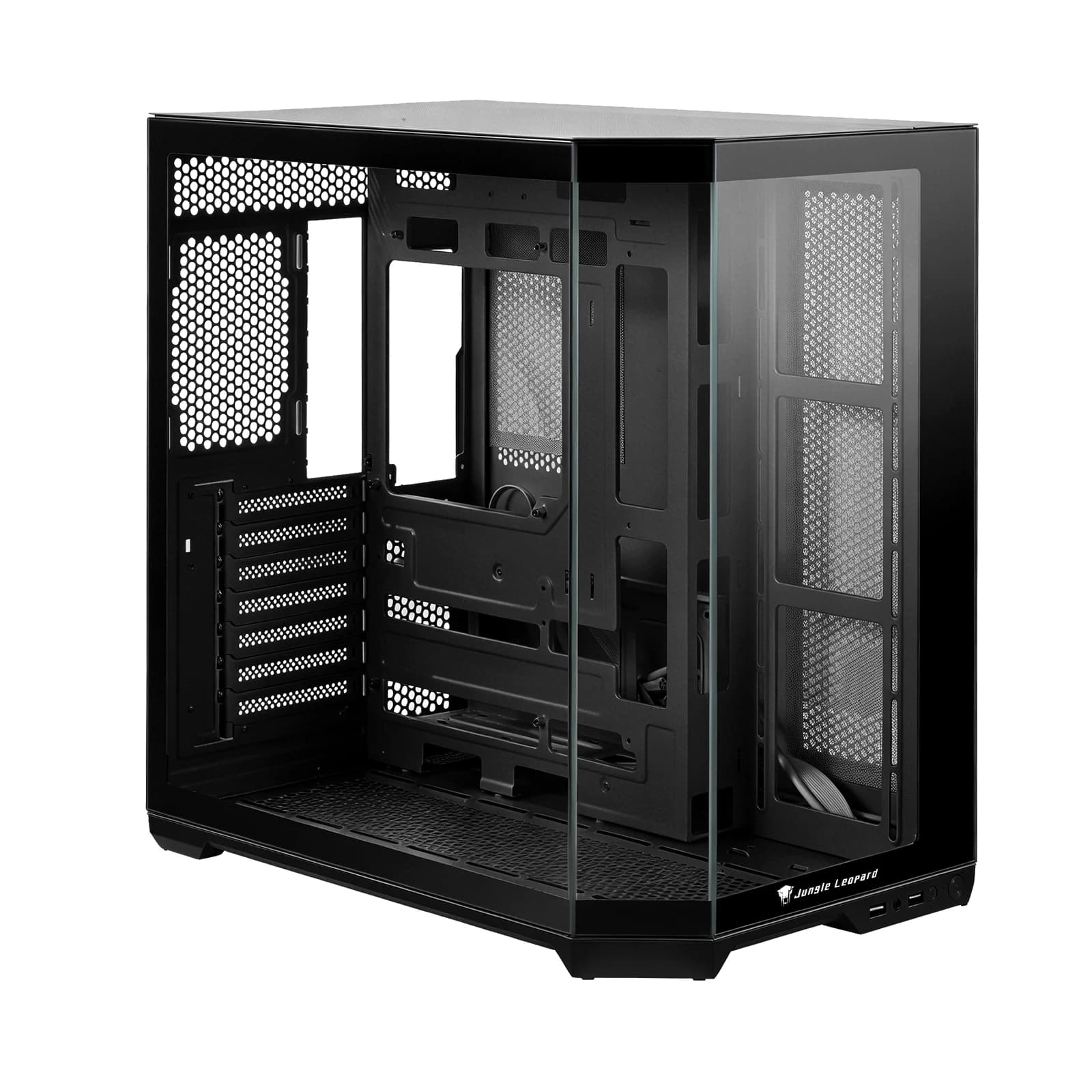 ATX Mid Tower Computer Case, High Airflow Frame Modular Desktop Case – Tempered Glass Front & Side Panels,Supports ITX MATX EATX