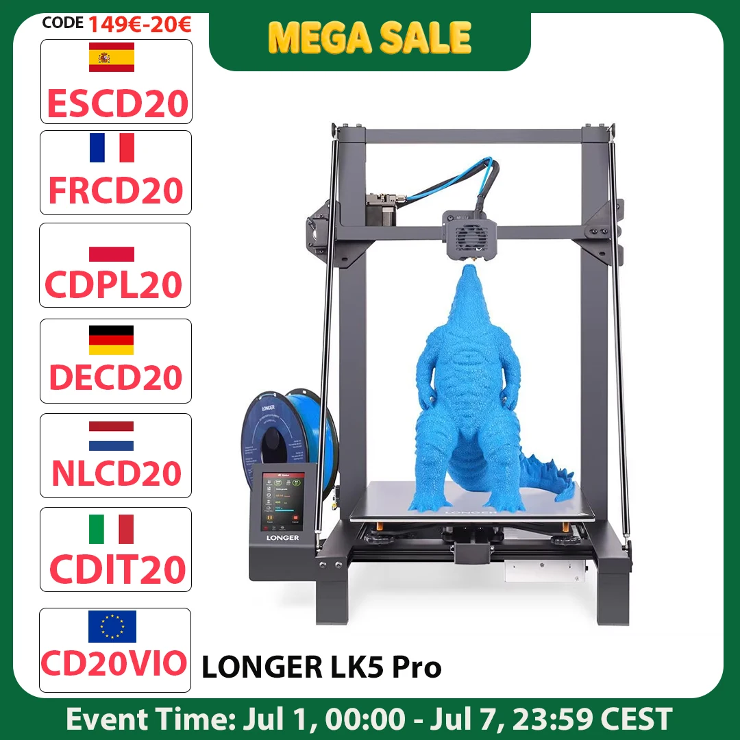 LONGER LK5 Pro 3D Printer Upgraded Edition Dual Blower Fan 90% Pre-Assembled Silent Motherboard 300*300*400mm