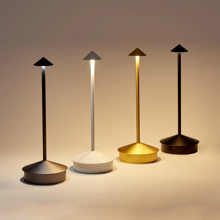 LED Table Lamp Rechargeable Touch Sensor Cordless Desk Lamp 3 Colors Bedside Creative Ambient Light Bar Room Decor Night Light