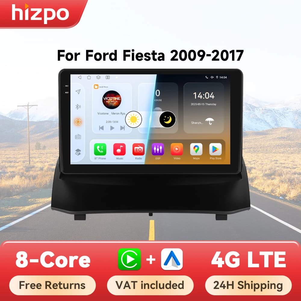 Hizpo Smart Car Systems Radio for Ford Fiesta MK7 2009-2017 Car Multimedia GPS 2din Autoradio Wireless CarPlay Android Auto WIFI