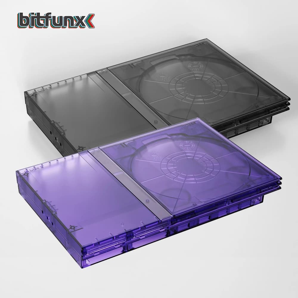 Bitfunx Translucent Black Purple Replacement Case for PS2 Slim Game Console