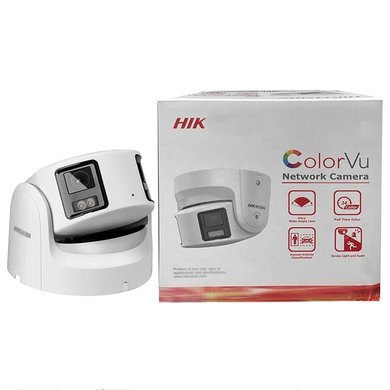 Hikvision 8MP Panoramic ColorVu Turret IP Camera DS-2CD2387G2P-LSU/SL 4K Security Double Lens Color Night Built-in Mic Speaker