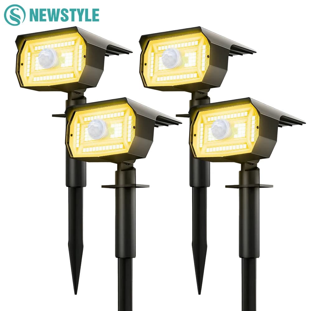 4PCS Solar Landscape Spot Light Outdoor Waterproof IP65 Motion Sensor 56 LED 3 Modes Solar Powered Spotlights