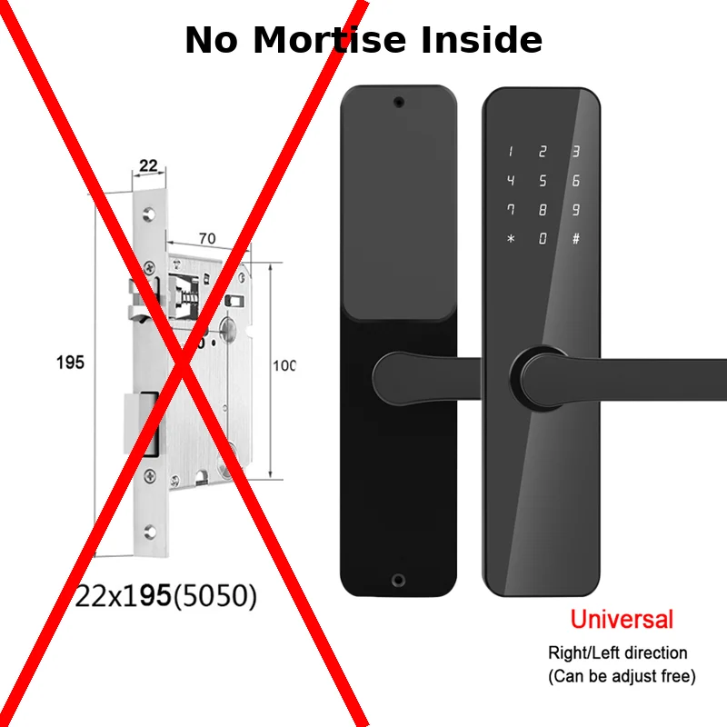 Smart Door Lock with TTlock/TThotel App, App Control, 6+ Month Standby, EU Warehouse, for Apartments, Hotels & Home Use