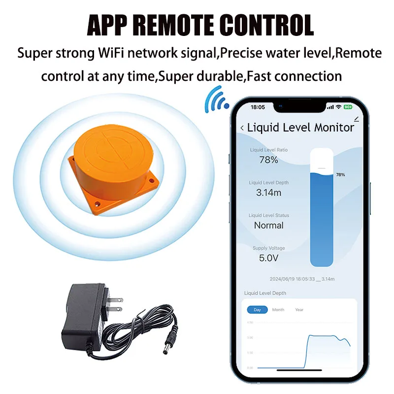 ME201W Intelligent Remote Detection Smartphone Full Water Alarm System Controller Water Tank Level Sensor