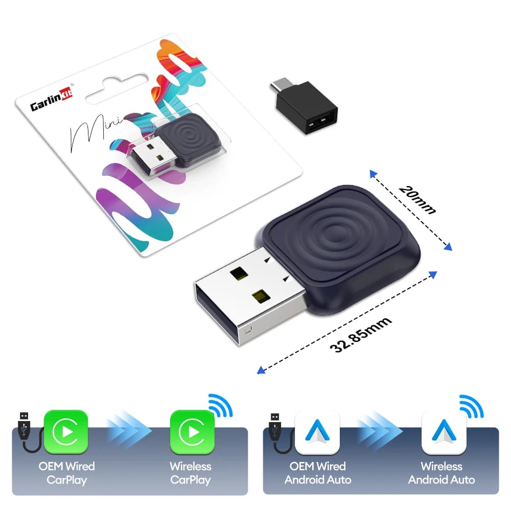 CarlinKit 2 IN 1 CarPlay Android Auto Wireless Adapter WIfi 5GHz Wireless CarPlay Car AI Box For Smart Car Systems Plug and Play