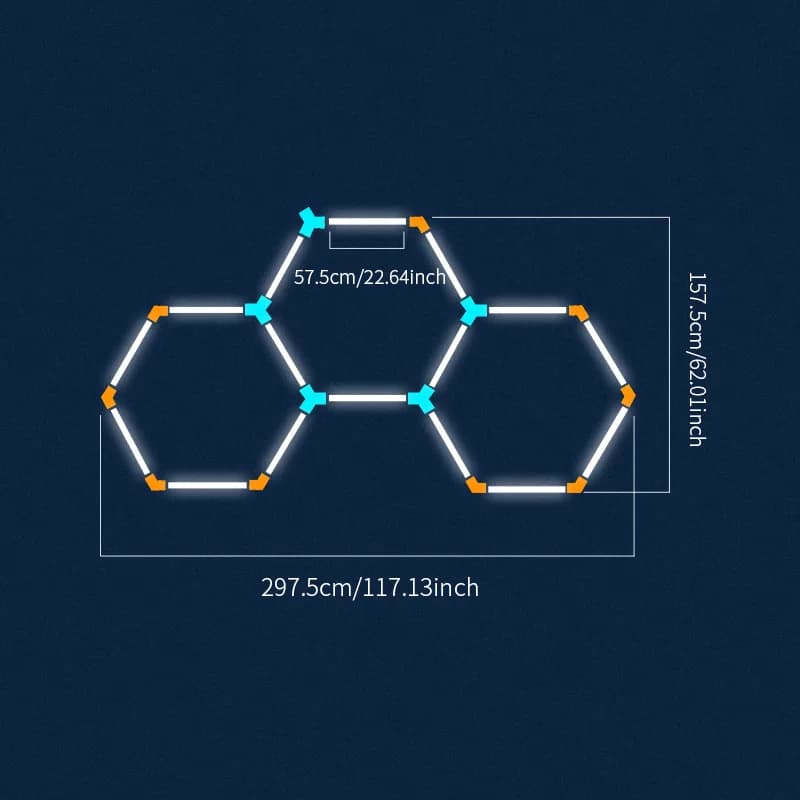 Hexagon Garage Lights Car Ceiling Lights Super Bright 6500K Honeycomb LED Light DIY LED Tube Car Detailing Showroom 4S Workshop Barber Ceiling Lighting Studio Home Gym Lighting