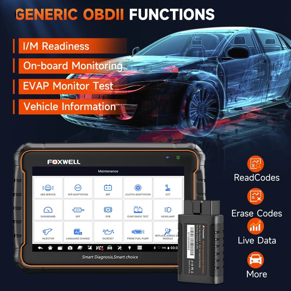 FOXWELL GT60 BT OBD2 Automotive Scanner Bidirectional 28+ Service with CAN-FD DOIP  Car Code Reader All System Diagnose Scan Tool