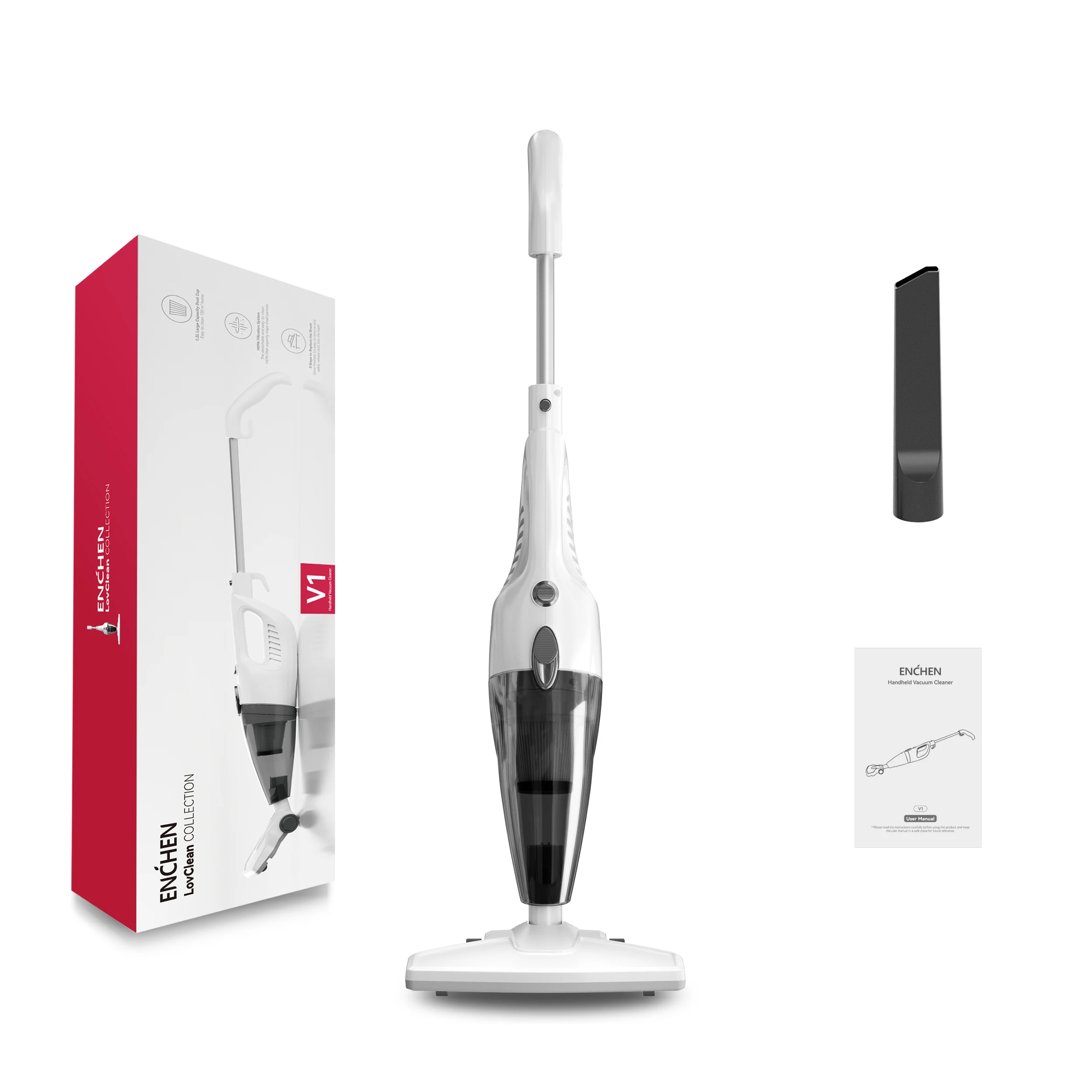 Enchen V1 2-in-1 Multifunctional Vacuum Cleaner, Detachable and Washable Hepa Filter, 14Kpa Suction, 1.2L Dust Collector
