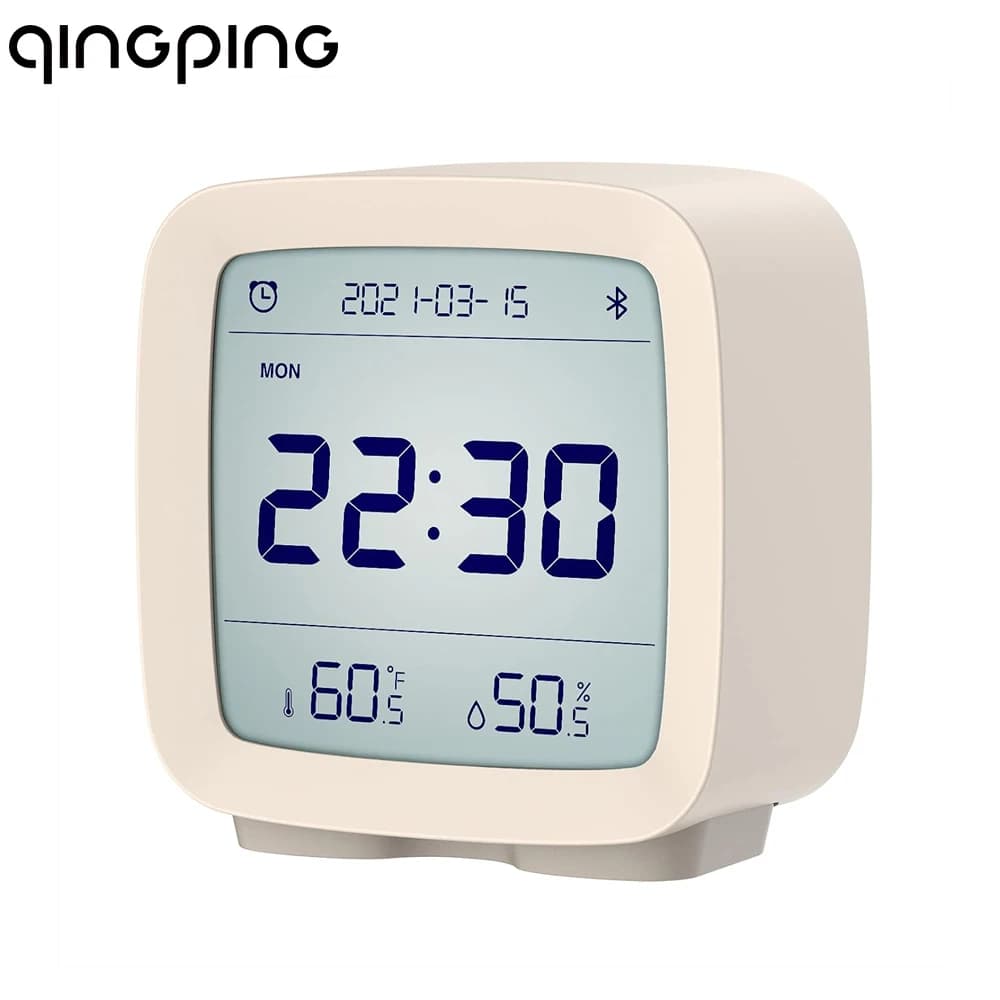 Qingping Smart Alarm Clock with LCD Screen Adjustable Nightlight Temperature Humidity Monitor