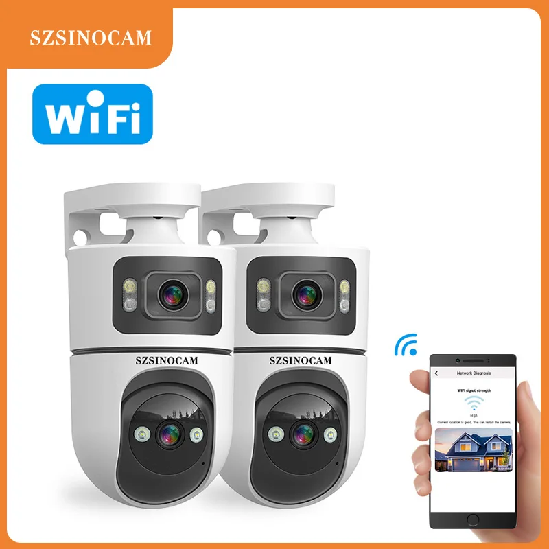 SZSINOCAM 2PCS WiFi Pan-Tilt Outdoor Wireless IP Camera HD Video Surveillance Camera with Wired Version 24-Hour Standby