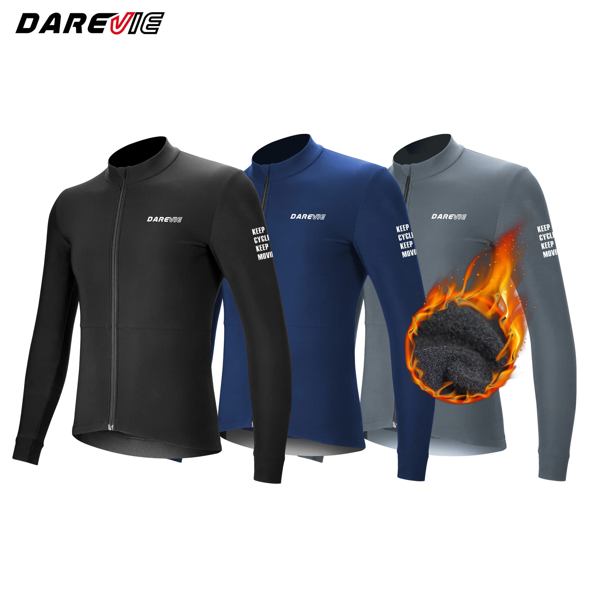 DAREVIE Cycling Jersey Winter Thermal Fleece Cycling Jersey Men Long Sleeve Hot Warm Soft Brushed Breathable Bicycle Clothing