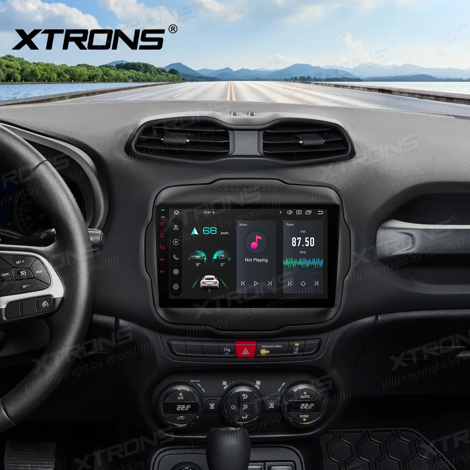 XTRONS 9'' Android 14 Car Multimedia For Jeep Renegade 2015-2020 Player 8 Core 6+128GB Stereo Built-In Wireless Carplay Auto DSP