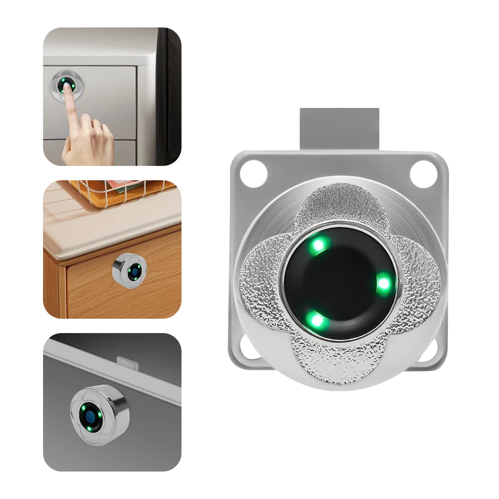 22mm Smart Fingerprint Lock IP65 Waterproof 1s Unlock 20 Fingerprints USB Rechargeable Lock for Drawer/Cabinet