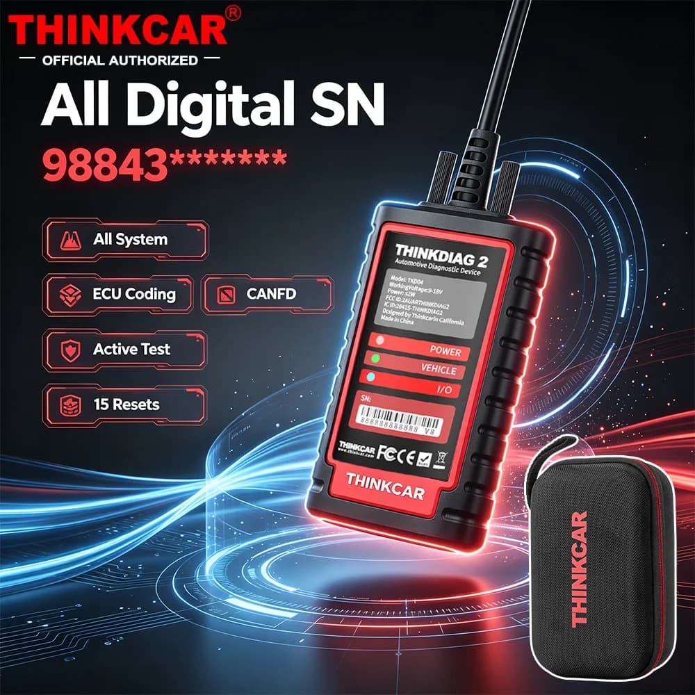 [All Digital SN] THINKCAR Thinkdiag 2 CANFD All System Car Diagnostic Tool ECU Coding Active Test 15 Resets Auto OBD Scanner TPMS FCA Autoauth All Number SN