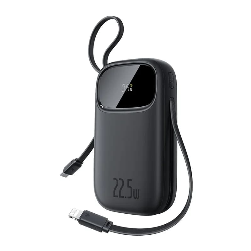 Baseus 22.5W 10000mAh 20000mAh Power Bank Built-In Retractable USB-C & Lightning Cable for iPhone 16 Samsung S25 Xiaomi Poco