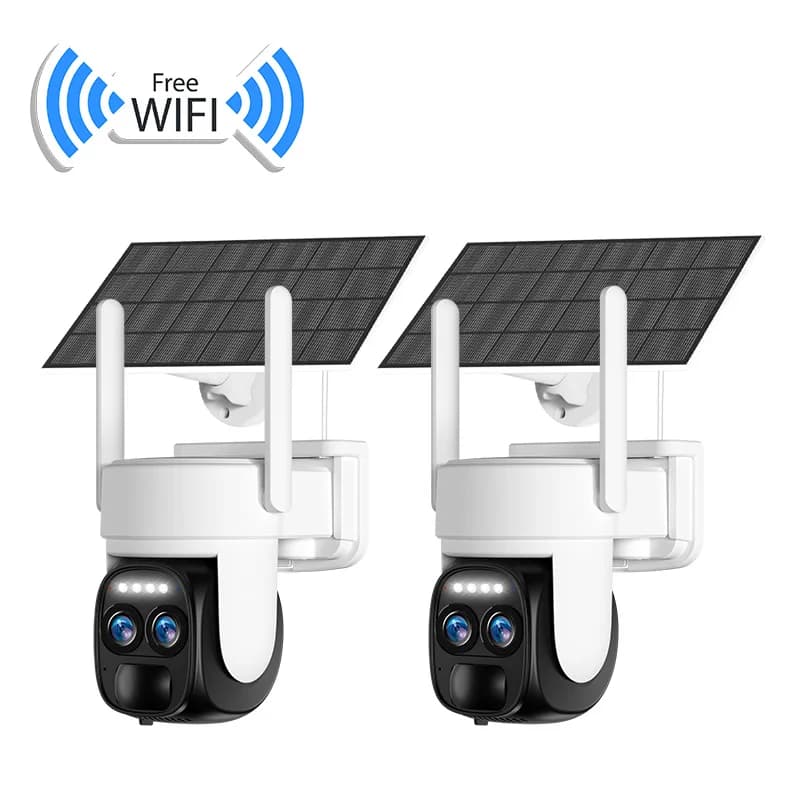 SZSINOCAM 2PCS WiFi PTZ Outdoor Wireless Solar IP Camera HD Video Surveillance Camera Long Time Standby Built-in Battery