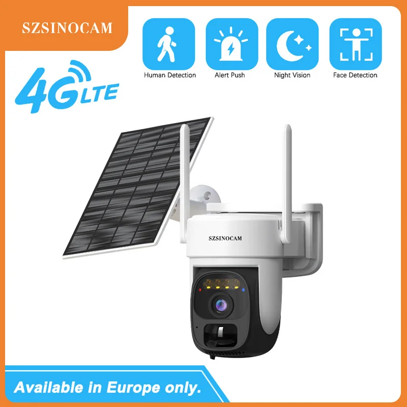 SZSINOCAM 3MP 4G 100% Solar WiFi Camera Battery Two-way Audio Security Camera Solar Panel PTZ CCTV Camera