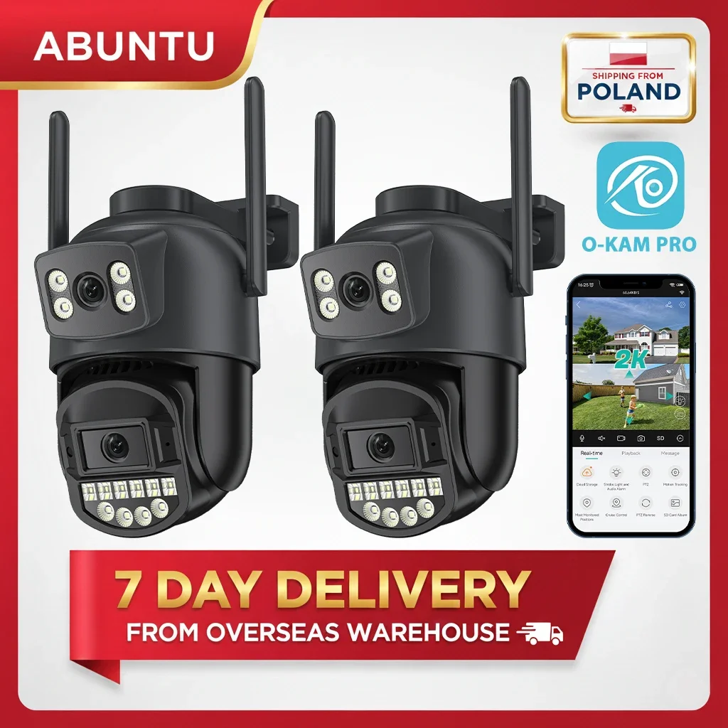 1/2PCs 10MP 5K HD Wifi Security Camera Dual Lens Dual Screens Night Vision 2.4G/5G 4K Outdoor Surveillance Camera O-KAM PRO APP