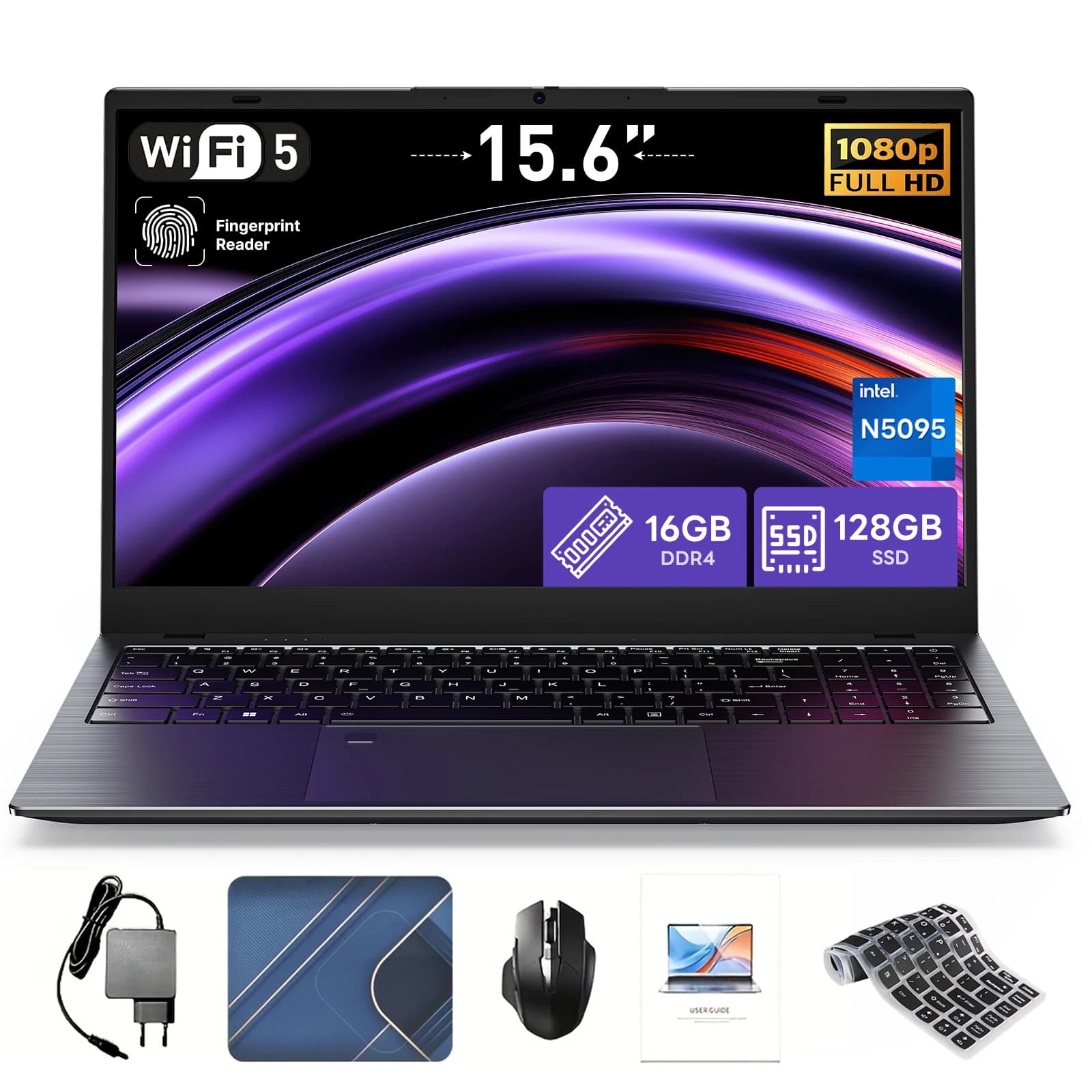 SUXI Manta Book Pro 15.6’’ Laptop, 16GB RAM+256/512GB, N5100, Win11 Pro, Free Mouse, for Study, Work, Business & Enterta