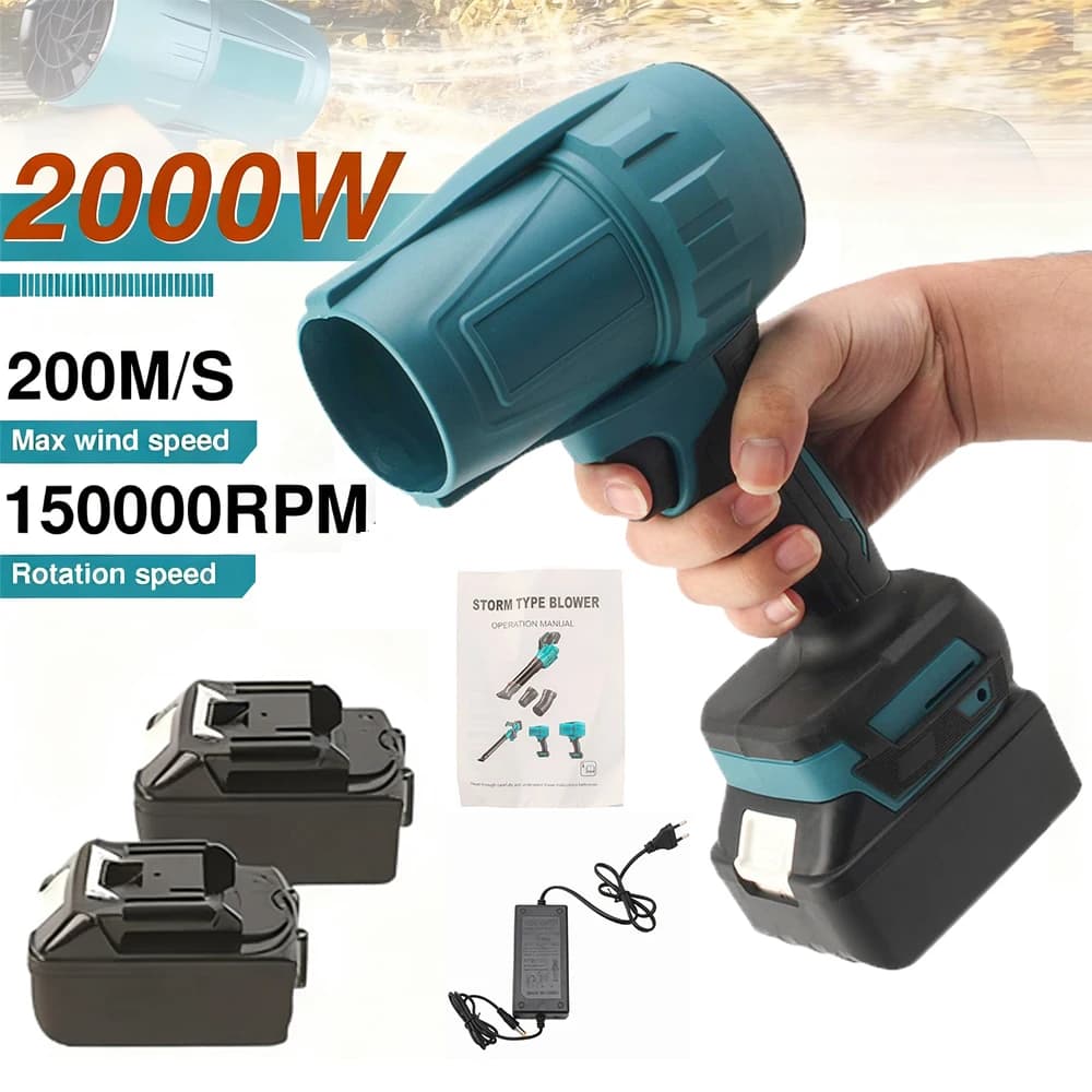 200M/S Cordless Turbo Electric Blower Turbo Jet Fan Violent Blower Car Dryer Handheld Dust Blowing Tool for Makita 18V Battery
