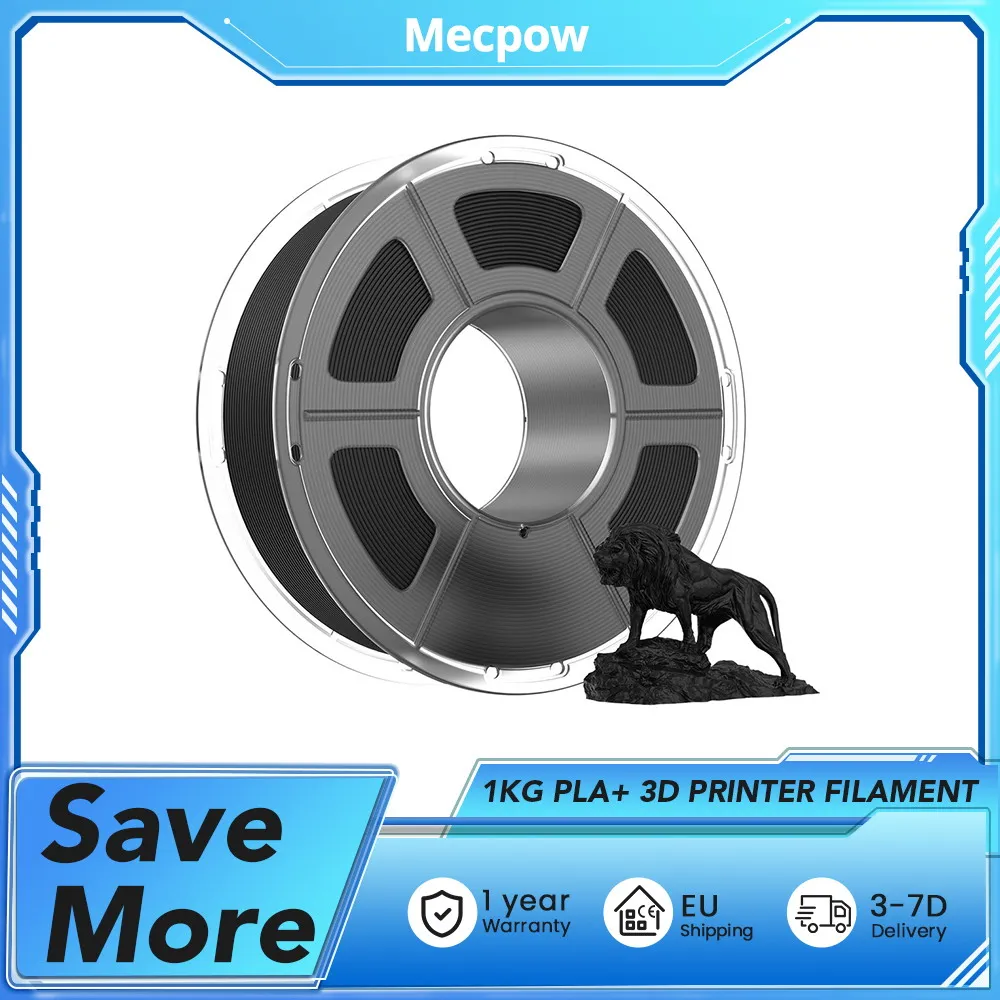 Mecpow 1KG PLA+ High Speed Basic 3D PRINTER FILAMENT - 30-300mm/s, 190-230°C Temperature, 1.75mm±0.02mm Filament Diameter