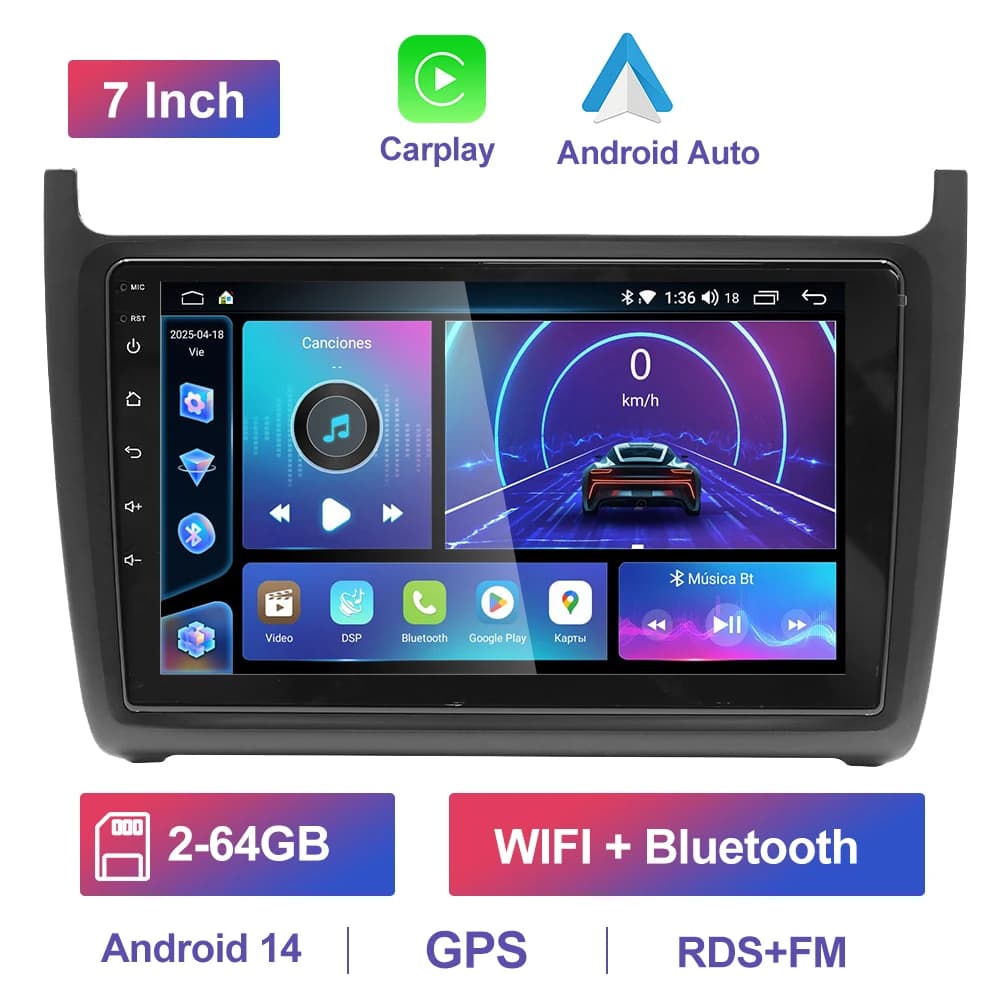 GEARELEC 2 DIN Car Radio For VW Volkswagen Polo 2009-2017 6R 6C CarPlay 9" Car Stereo Wireless Carplay Android Auto GPS FM WIFI BT SWC RDS