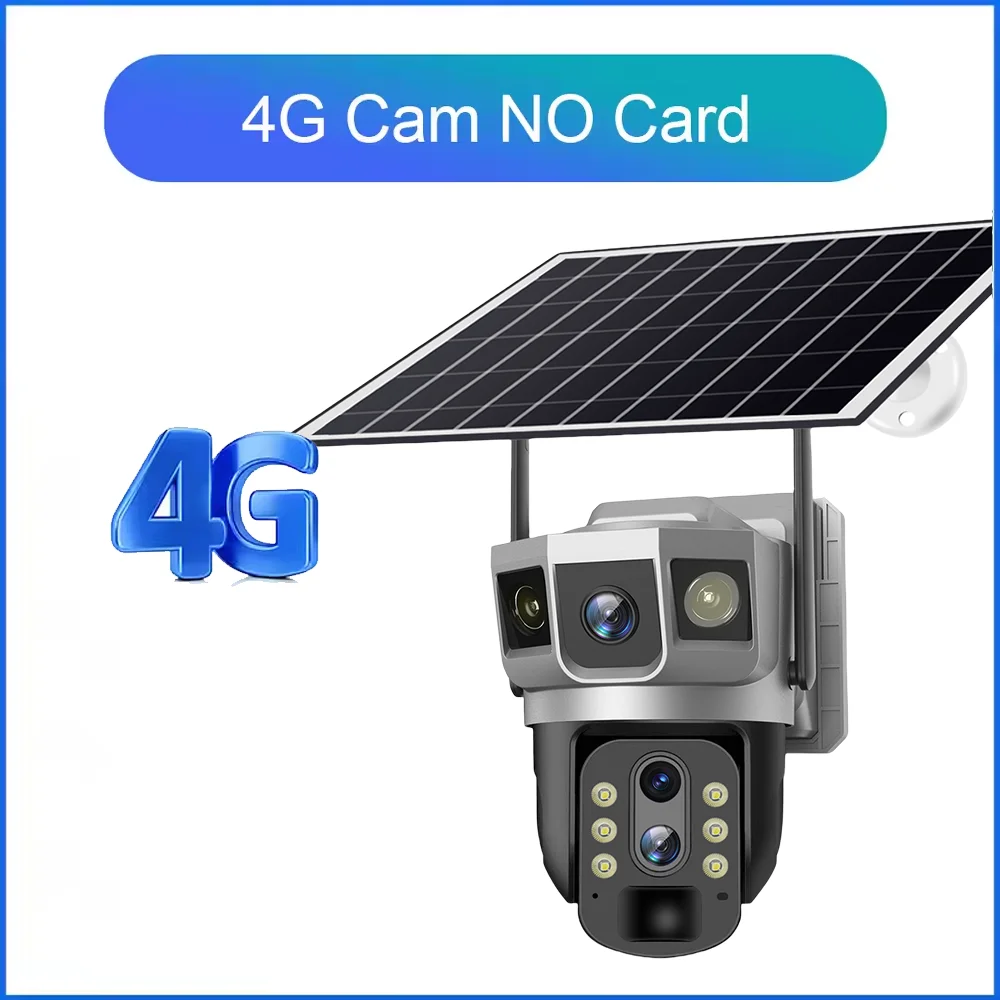 4K 12MP Solar 4G Wireless CCTV PTZ Camera with Dual Lens Battery-Powered Auto Tracking 10X Zoom  Outdoor Security Features