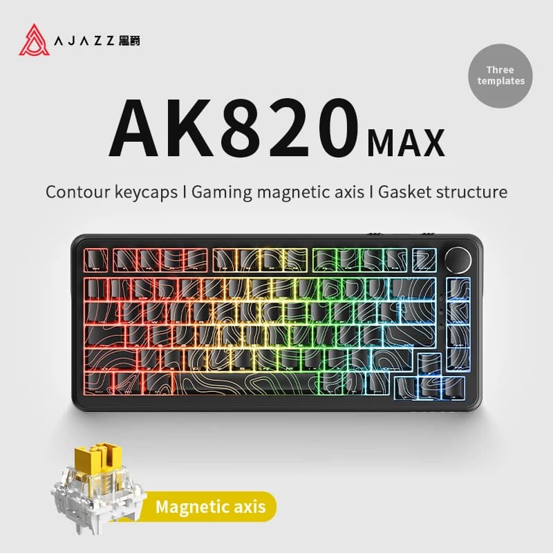 AJAZZ AK820 MAX new magnetic switch Type-C wired-computer game keyboard upgrade pad mechanical keyboard cool RGB lighting effect