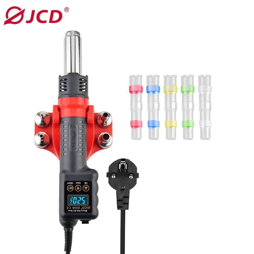 JCD 750W Micro Hot Air Gun 8208 Soldering Rework Welding Station LCD Digital Heat Gun BGA IC Solder Tools With Heat Shrink Tube