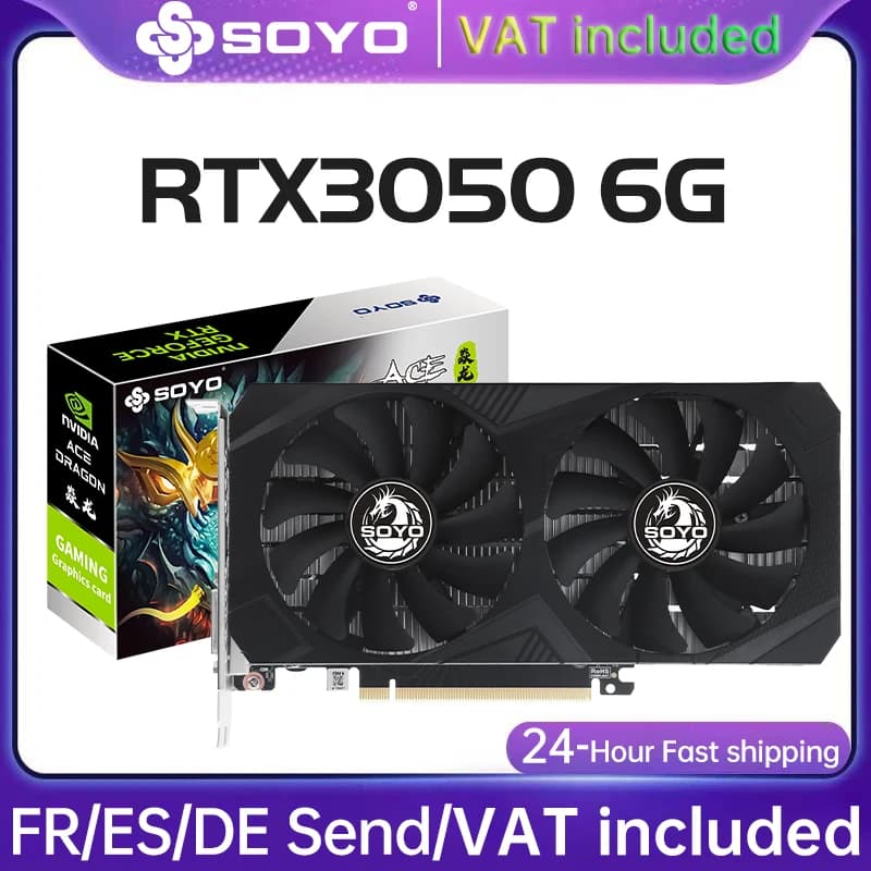 SOYO Graphics Cards RTX 3050 6G GDDR6 GPU NVIDIA PC Computer components PCI Express X16 4.0 Gaming Video Card RTX3050 New