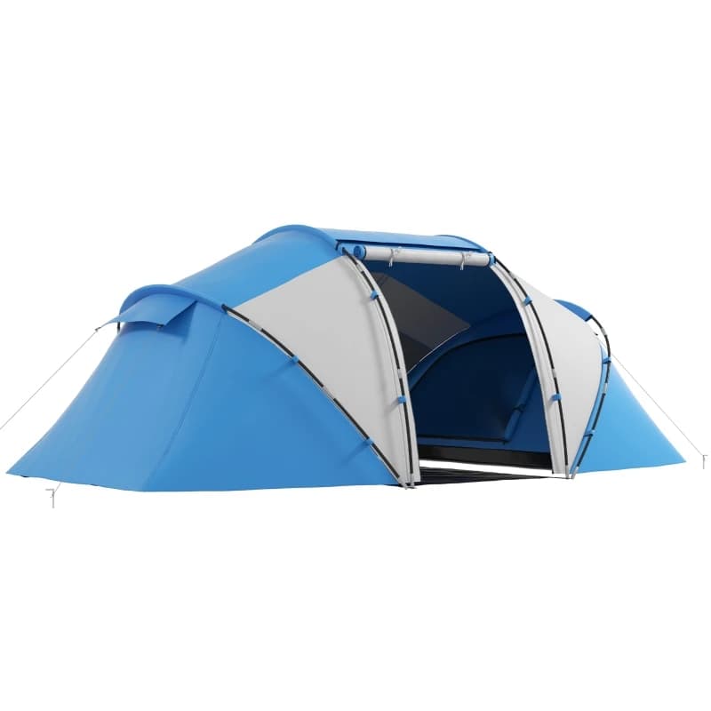 4-6 Person Dome Family Tent Green Waterproof Outdoor Portable Folding Camping Tunnel Tent Equipped with UV Protection Sunshade