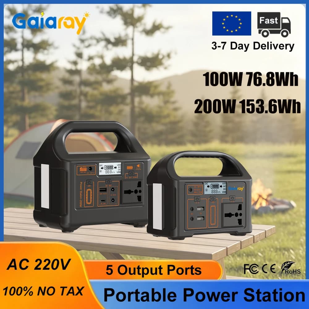 Gaiaray 100W 24000mAh LiFePO4 Portable Power Station, Charging Station, Solar Generator, AC 220V Power Bank for Camping