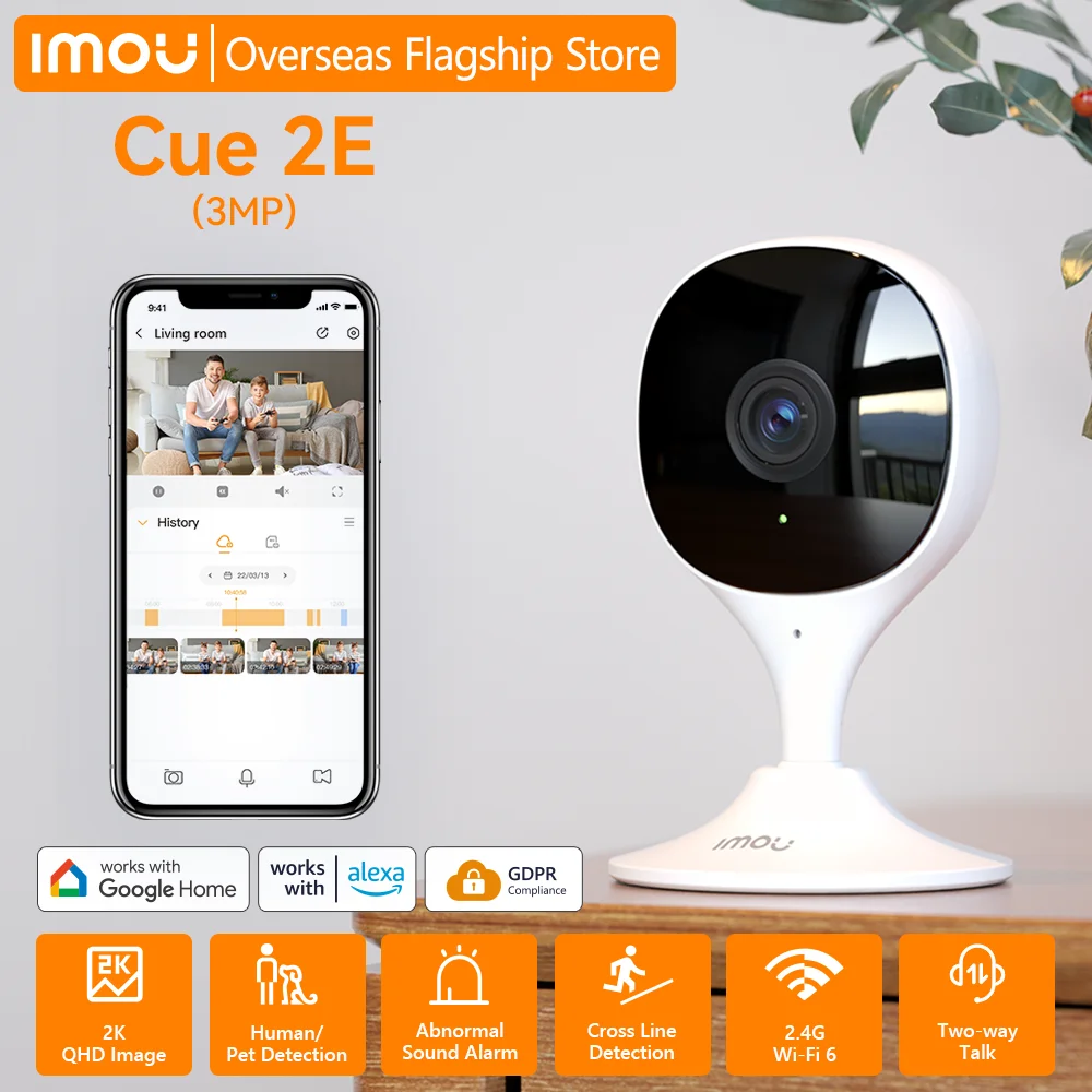 IMOU 3MP Cue 2E Baby Monitor Indoor Video Surveillance Wifi Camera Security Human Detection Night Vision IP Camera