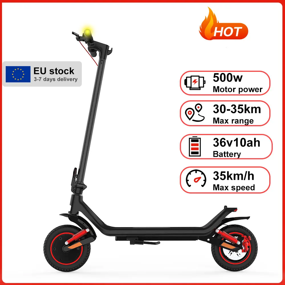 Electric Scooter 36V10Ah Battery 35km/h Speed 35KM Range 10 Inch Tire 500W Motor Adult Escooter 120kg Load