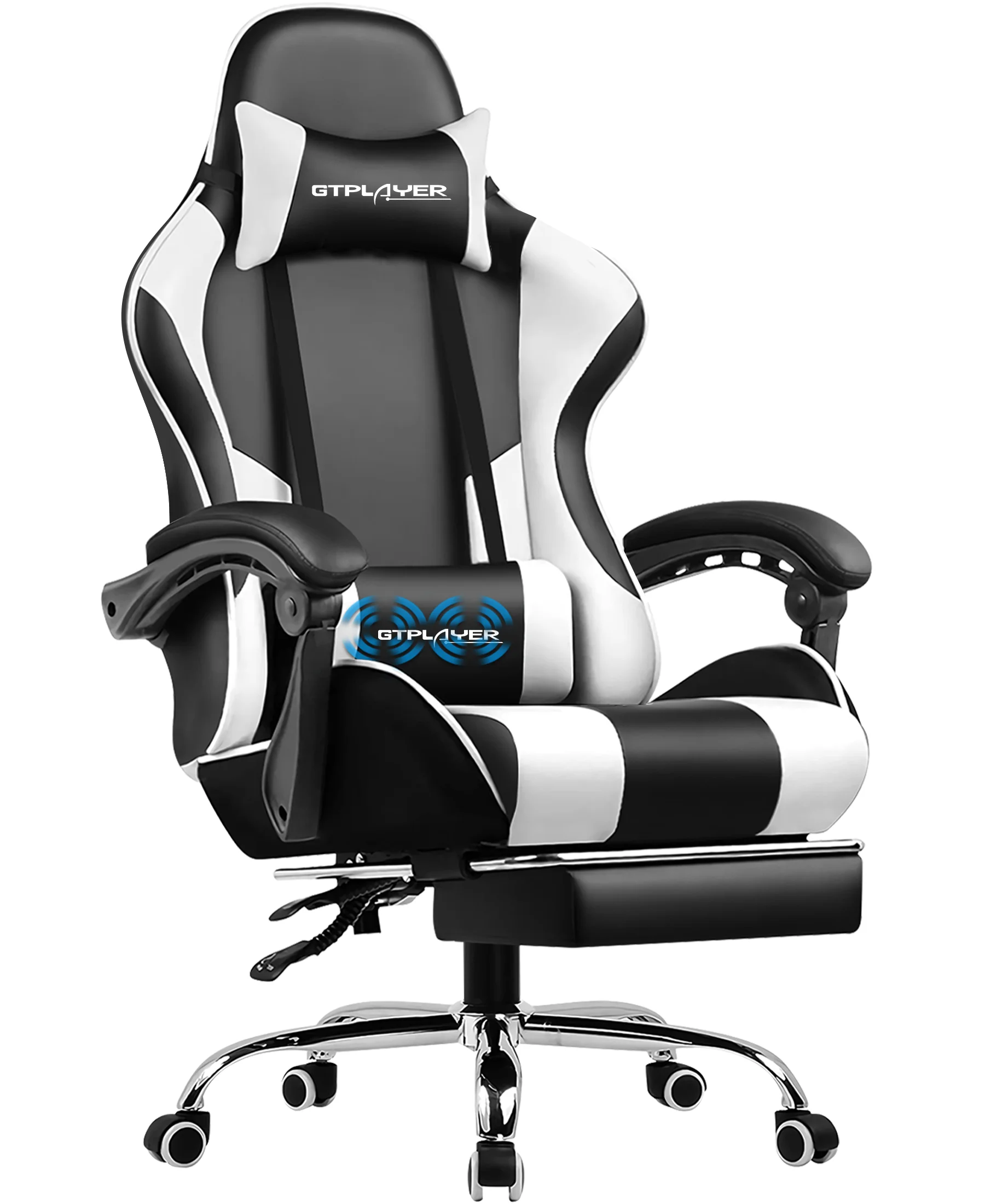 Gtplayer Gaming Chair with Massage, Ergonomic Desk Chair with Footrest, Headrest, Swivel Chair for Office and Gamer