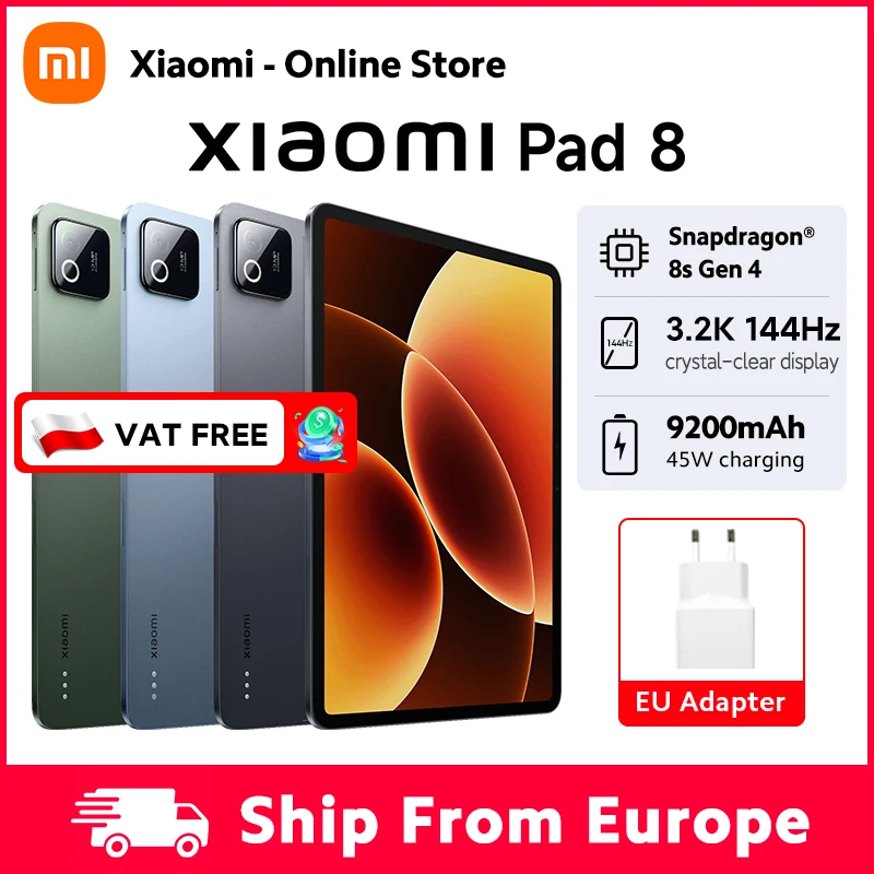 Global Version Global Version Xiaomi Pad 8 Snapdragon 8s Gen 4 CPU Mi tablet 13MP Camera 11.2 inch 144Hz 3.2k Display 45W turbo charging 9200mAh Battery