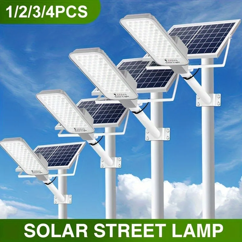 Swiatla Solar Street Lights Outdoor, 1000W Dusk to Dawn Security Lamp with 6000mAh Battery, 128 LEDs Ultra Bright Solar Powered Area Light IP66 Waterproof for Driveway, Garden, Street, Path