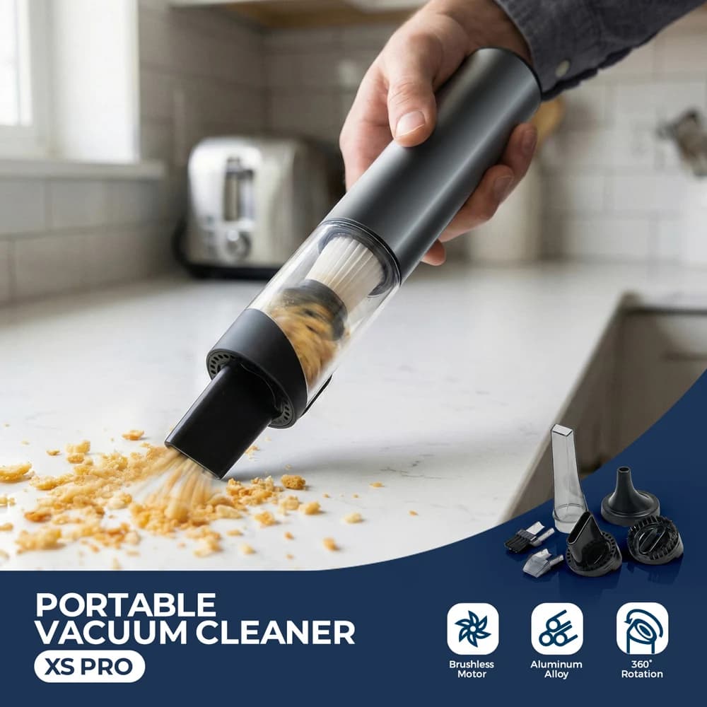 ROUNY Handheld Mini Cordless Vacuum Cleaner, 2-Speed Brushless Suction & Blower, 70W, Type-C Charge, for Car/Home/Keyboard