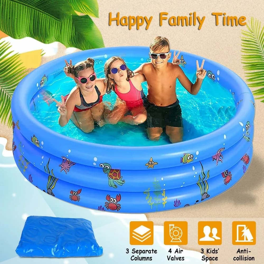 Inflatable Swimming Pool, Blue Ocean Ball Pit, Indoor Outdoor Swim Portable Summer Swim Supplies, for Toddlers Children Family Outdoor Garden Backyard Water Game