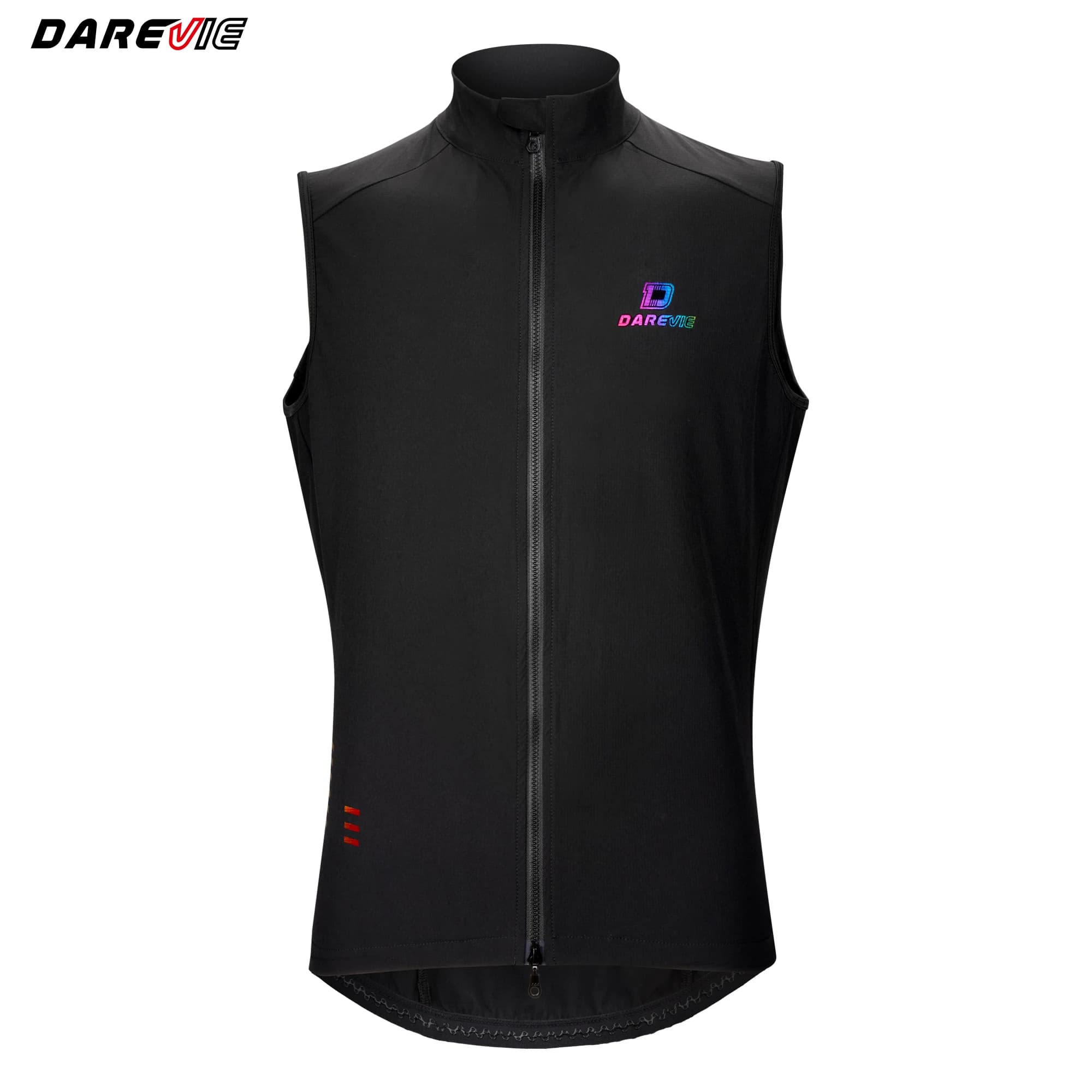 DAREVIE Cycling Vest Thermal Winter Windproof 2 Way Zippers Waterproof Cycling Windbreaker Back Zipper Pockets Men Women Rainbow