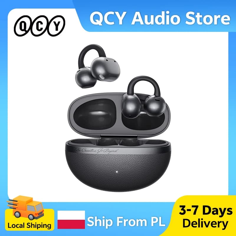 QCY Crossky C50 Clip Open Ear Wireless Earphones Lightweight Comfort 35H Playback IPX5 Bluetooth 6.0 for Sports Running and Work