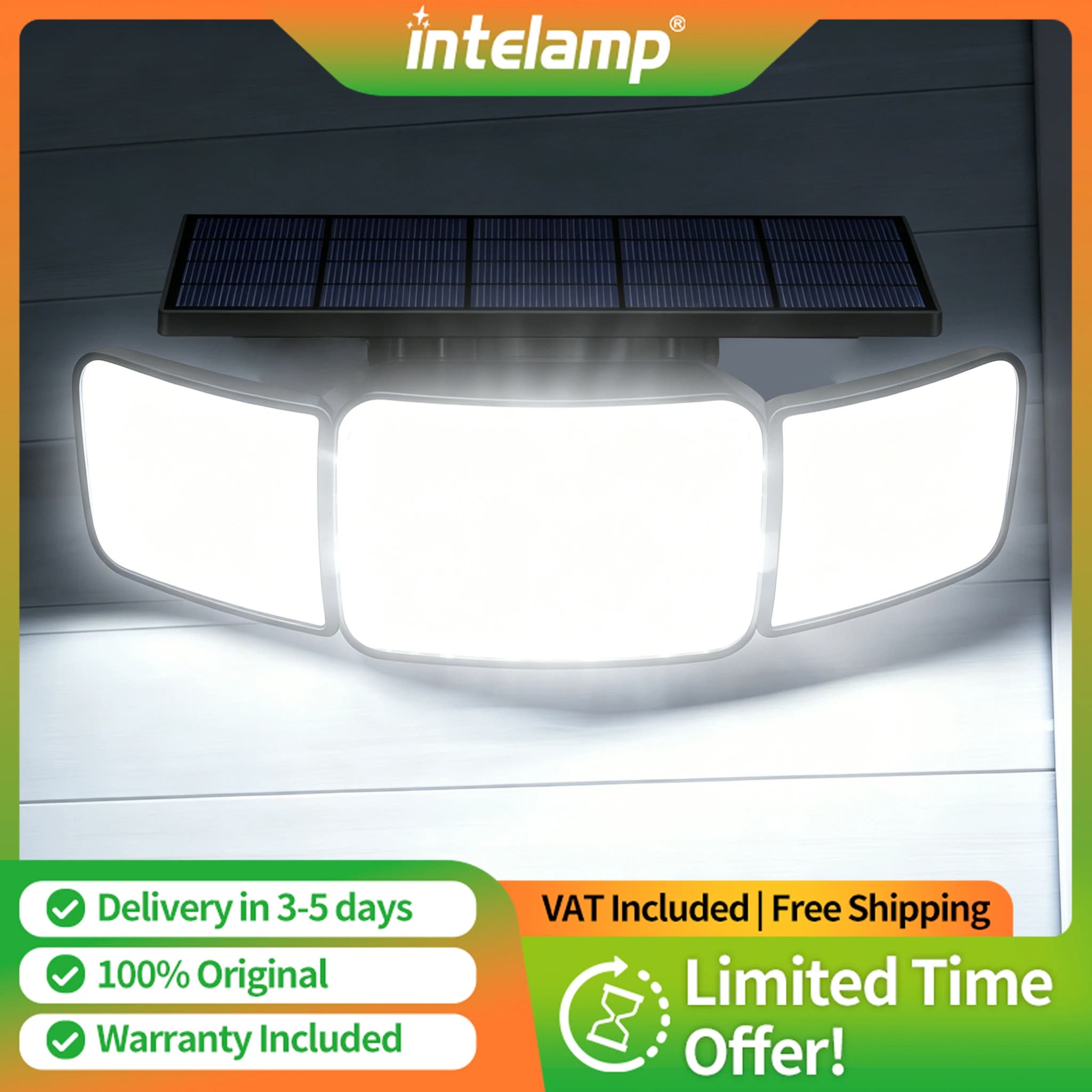 intelamp Powerful Solar Security Lights Outdoor Solar Light 6000mAh Outdoor Solar Light with Motion Sensor 1200LM IP65 Waterproof Outdoor Lighting LED Security Spotlight Outdoor Wall Lighting For Garden Yard Garage